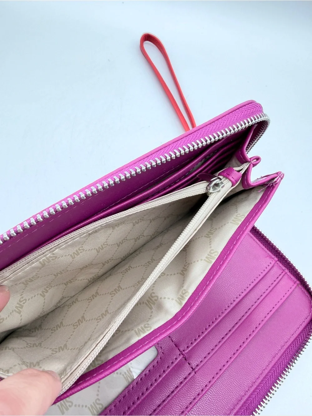 Steve Madden Pink and Coral Zip-Around Wristlet Wallet